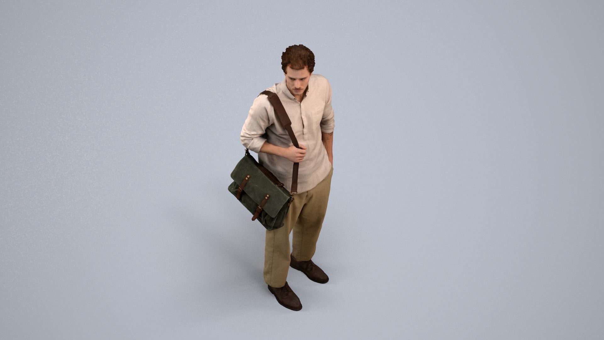 scanned 3D man casual standing, photogrammetry people for Enscape and V-Ray, back view render