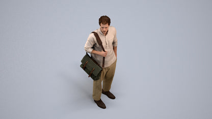 scanned 3D man casual standing, photogrammetry people for Enscape and V-Ray, back view render
