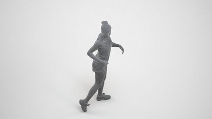 scanned 3D woman sport, photogrammetry people for Enscape and V-Ray, wireframe three-quarter view