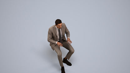 realistic 3D human man business, archviz people FBX OBJ for Blender, back view render