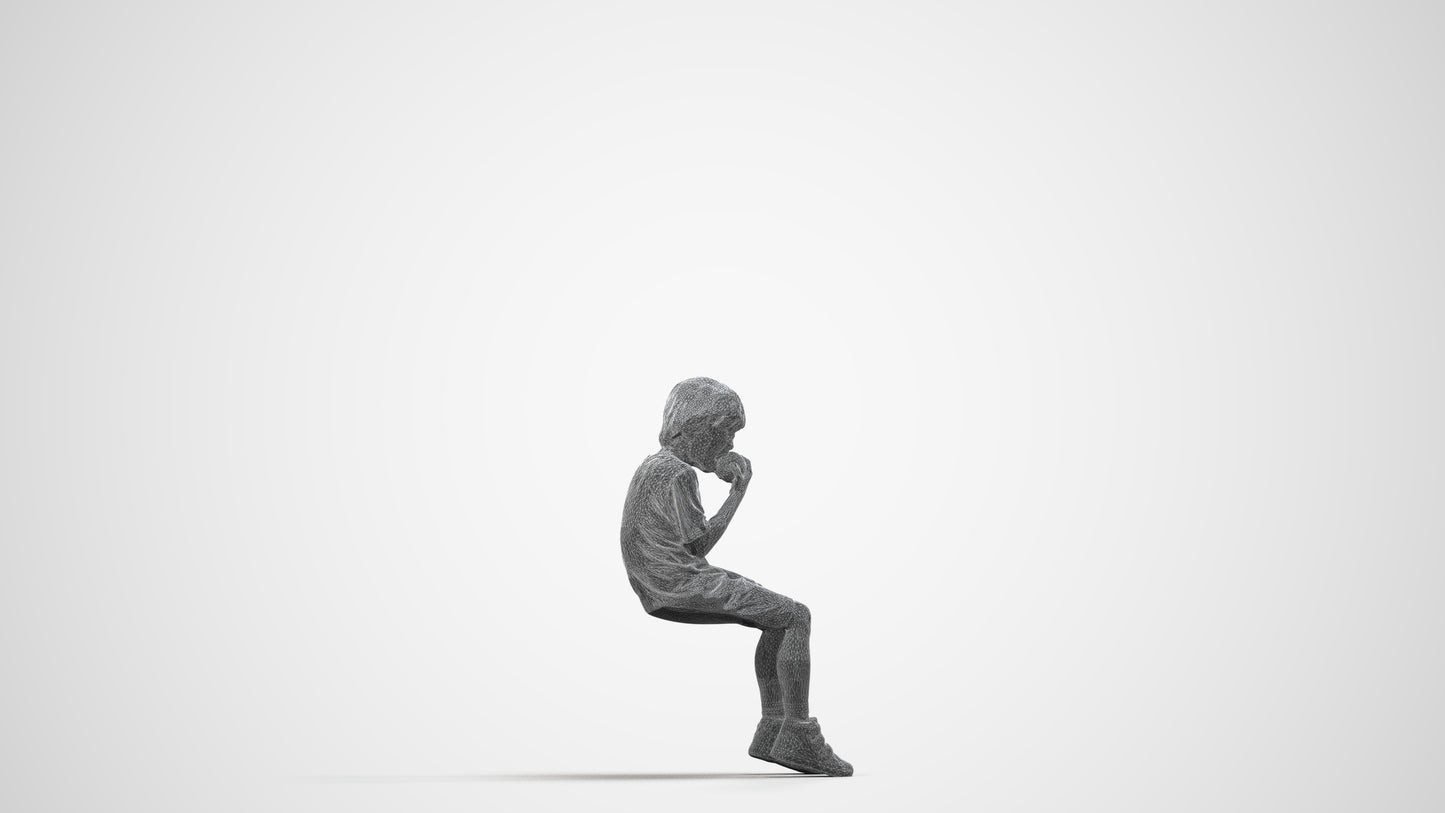 photogrammetry 3D boy casual kids, realistic human model archviz FBX, wireframe side view