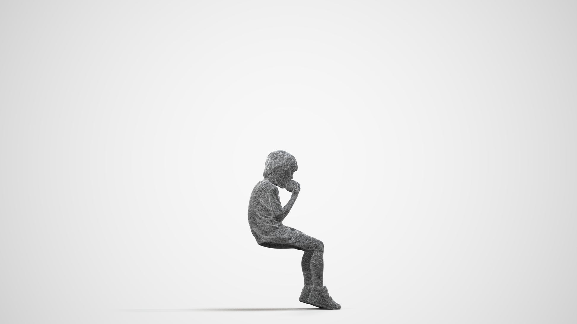 photogrammetry 3D boy casual kids, realistic human model archviz FBX, wireframe side view