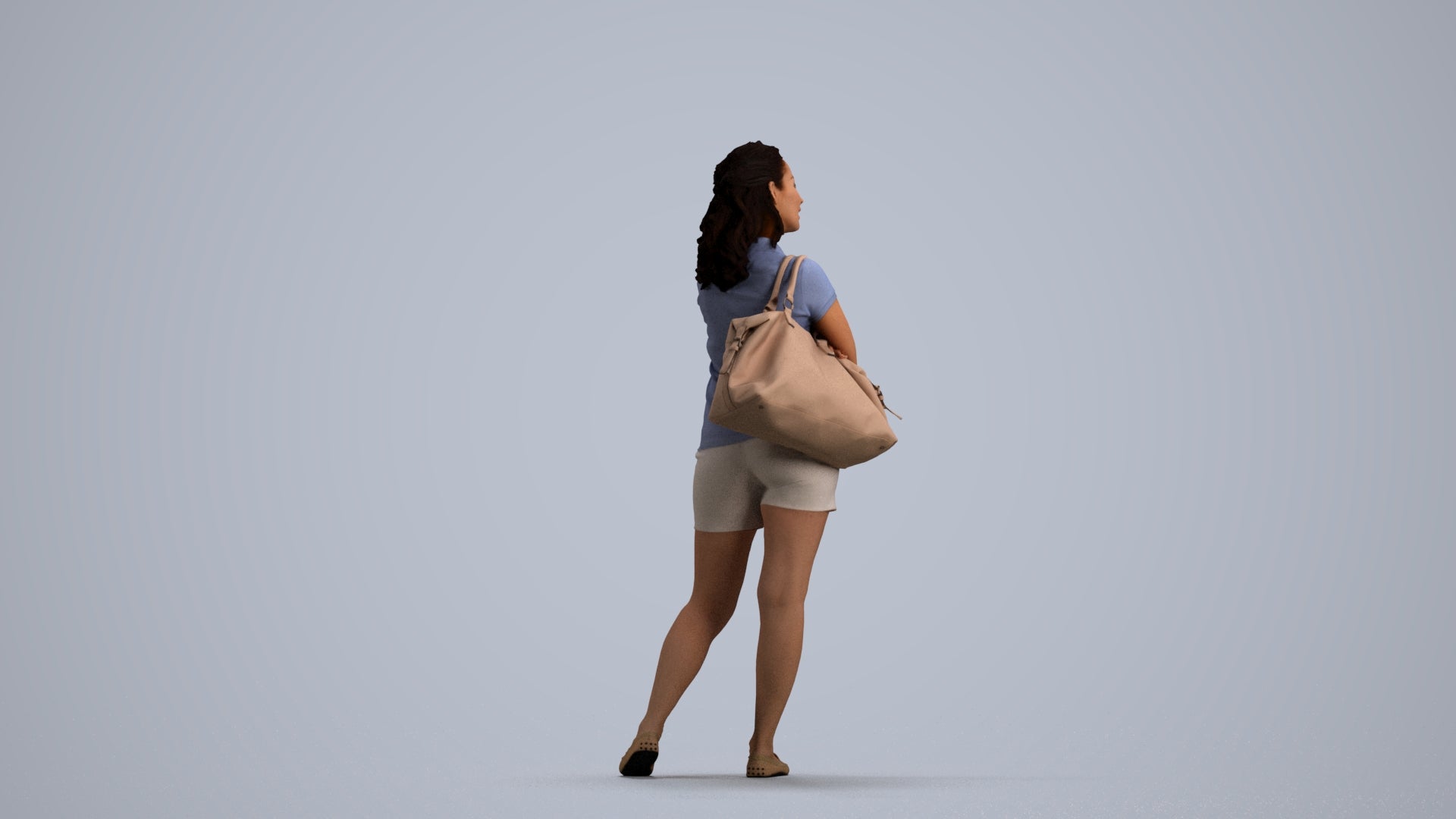 scanned 3D woman casual standing, photogrammetry people for Enscape and V-Ray, front view render