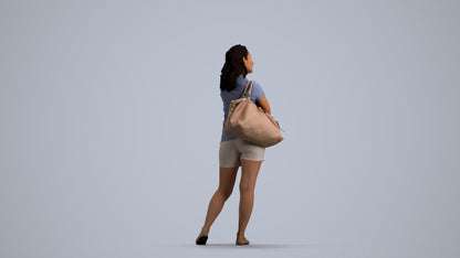 scanned 3D woman casual standing, photogrammetry people for Enscape and V-Ray, front view render