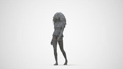 realistic 3D people woman casual walking, render-ready for V-Ray and Corona, FBX OBJ, wireframe back view
