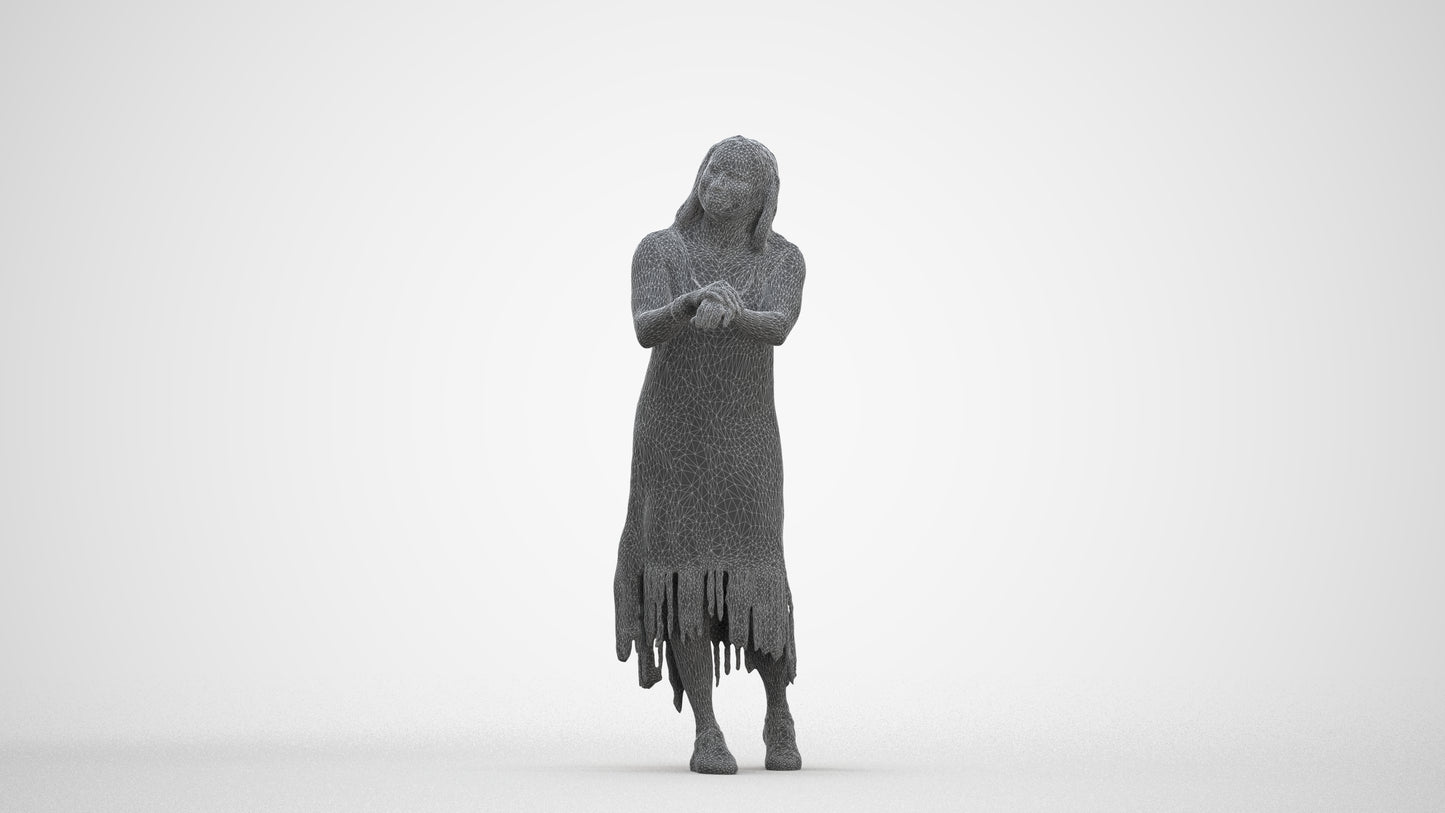 realistic 3D human woman casual standing, archviz people FBX OBJ for Blender, three-quarter front view render