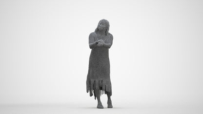 realistic 3D human woman casual standing, archviz people FBX OBJ for Blender, three-quarter front view render