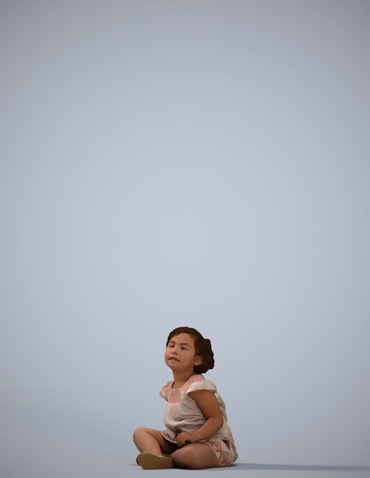 3D human model girl casual kids, photogrammetry scanned person for archviz