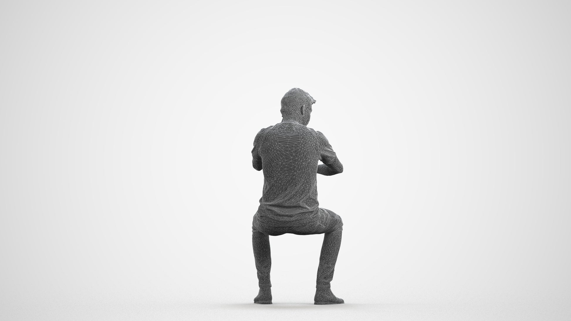 3D people model man casual couple, scanned human for 3ds Max rendering, wireframe front view