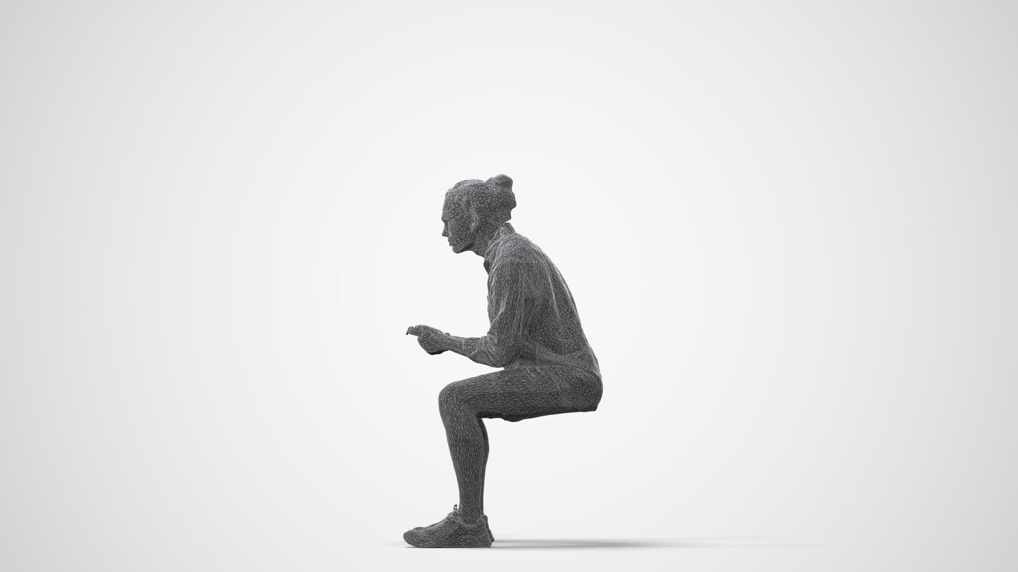 photogrammetry 3D man casual sitting, realistic human model archviz FBX, square thumbnail