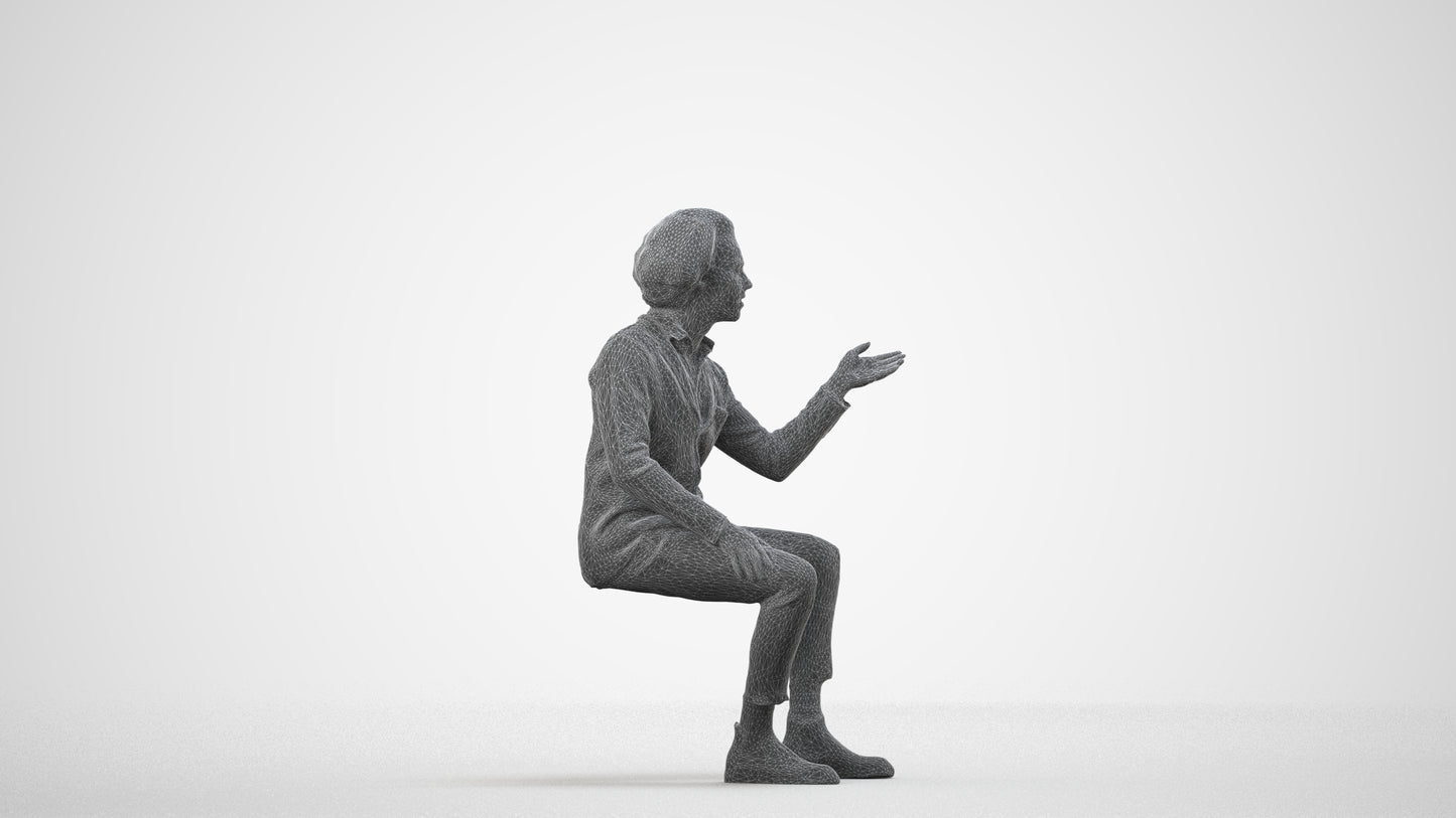 realistic 3D people man business sitting, render-ready for V-Ray and Corona, FBX OBJ, wireframe side view