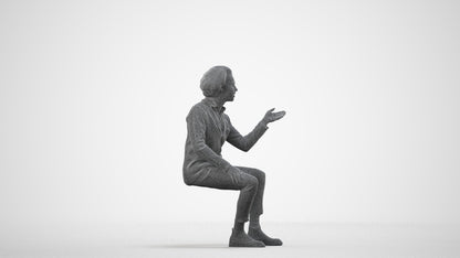 realistic 3D people man business sitting, render-ready for V-Ray and Corona, FBX OBJ, wireframe side view