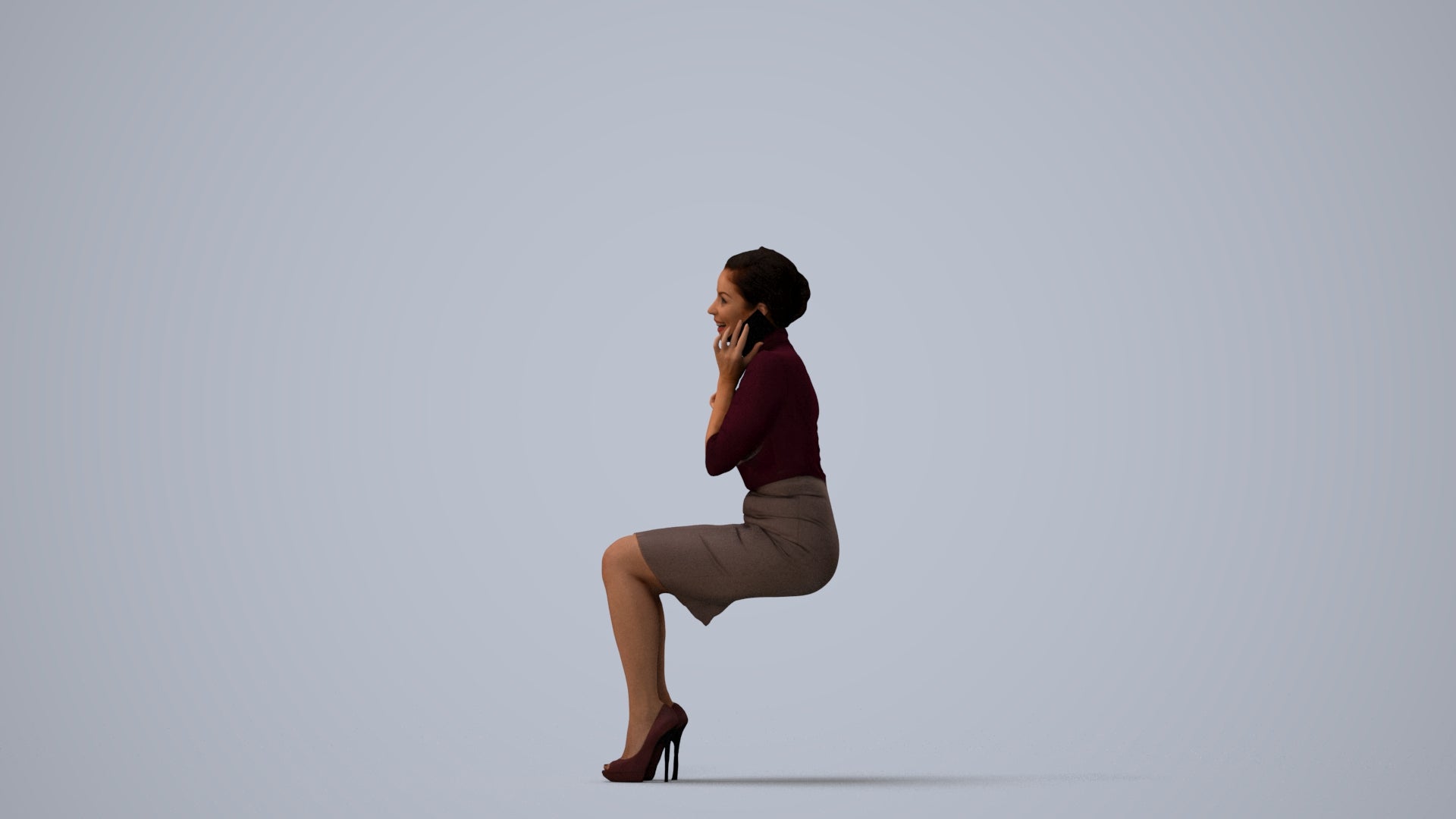 realistic 3D people woman business, render-ready for V-Ray and Corona, FBX OBJ, three-quarter view render