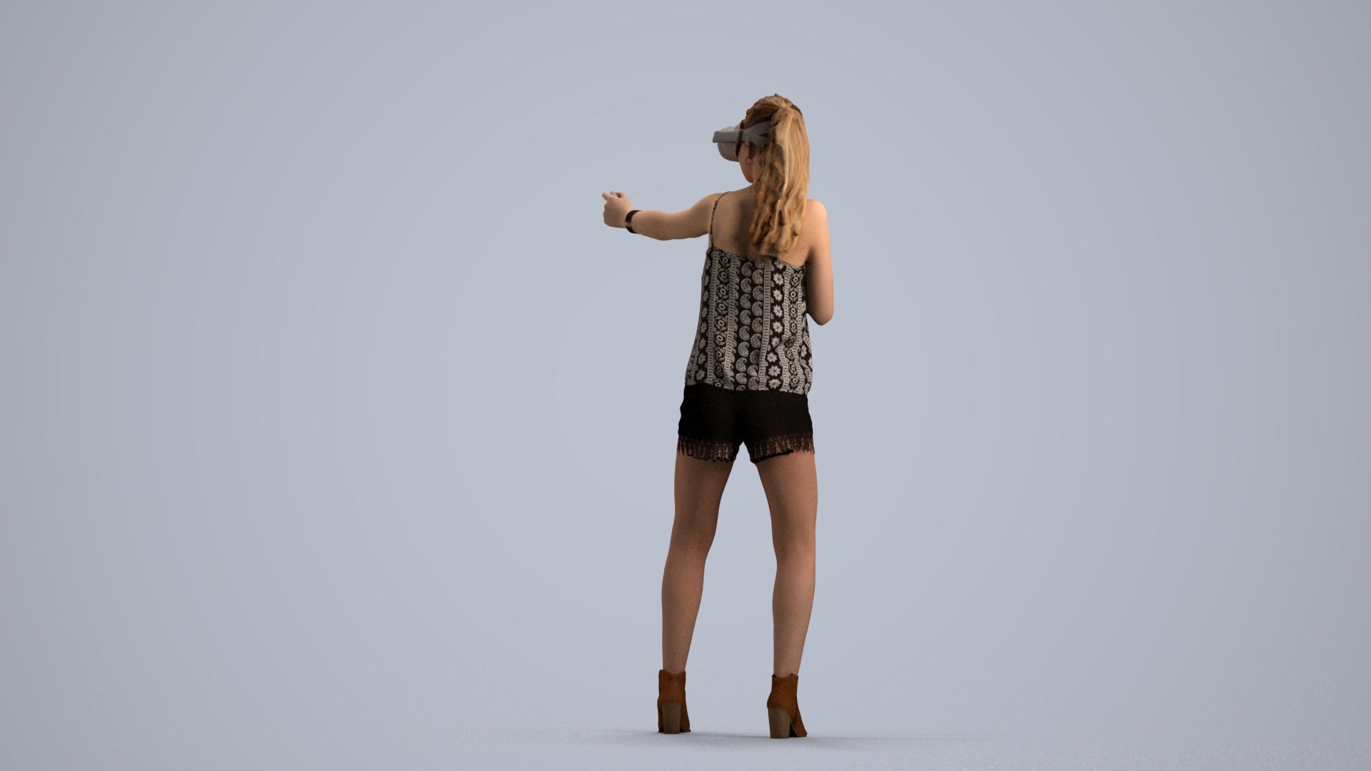 scanned 3D girl casual standing, photogrammetry people for Enscape and V-Ray, front view render