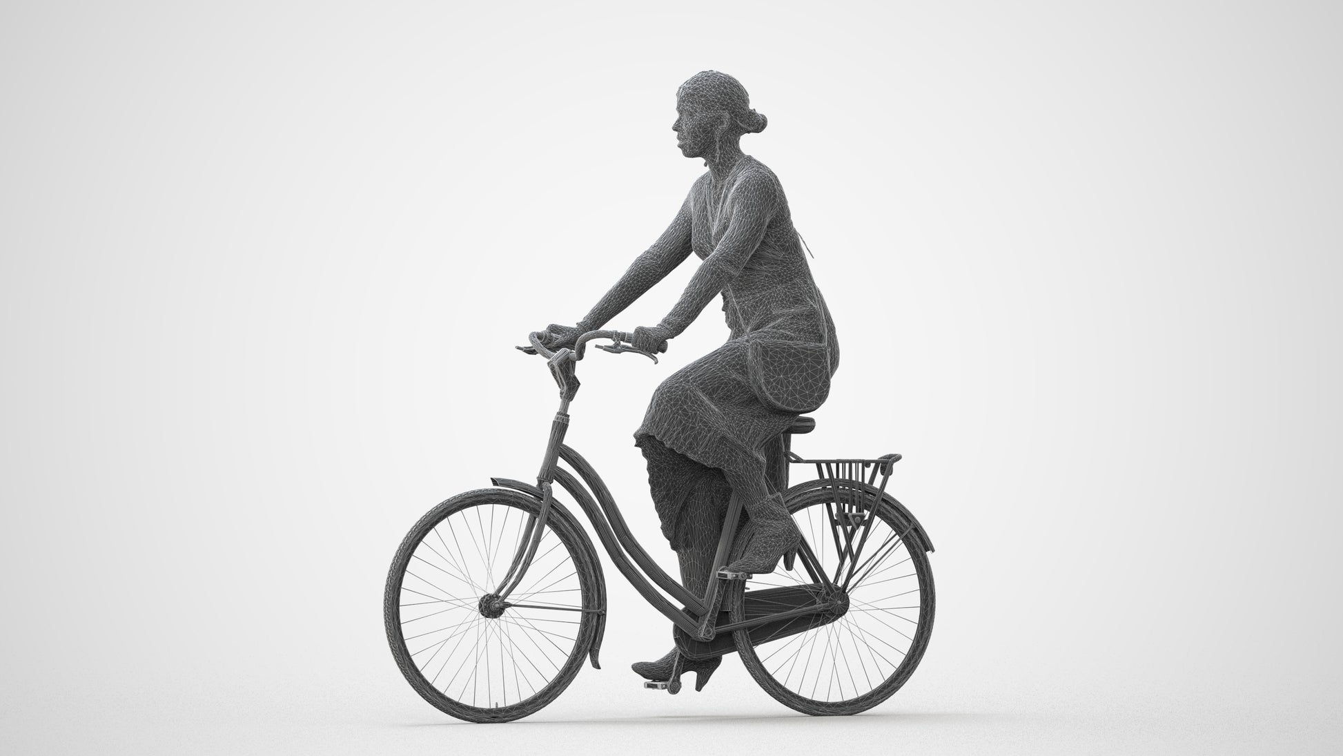 photogrammetry 3D woman casual cycling, realistic human model archviz FBX, square thumbnail