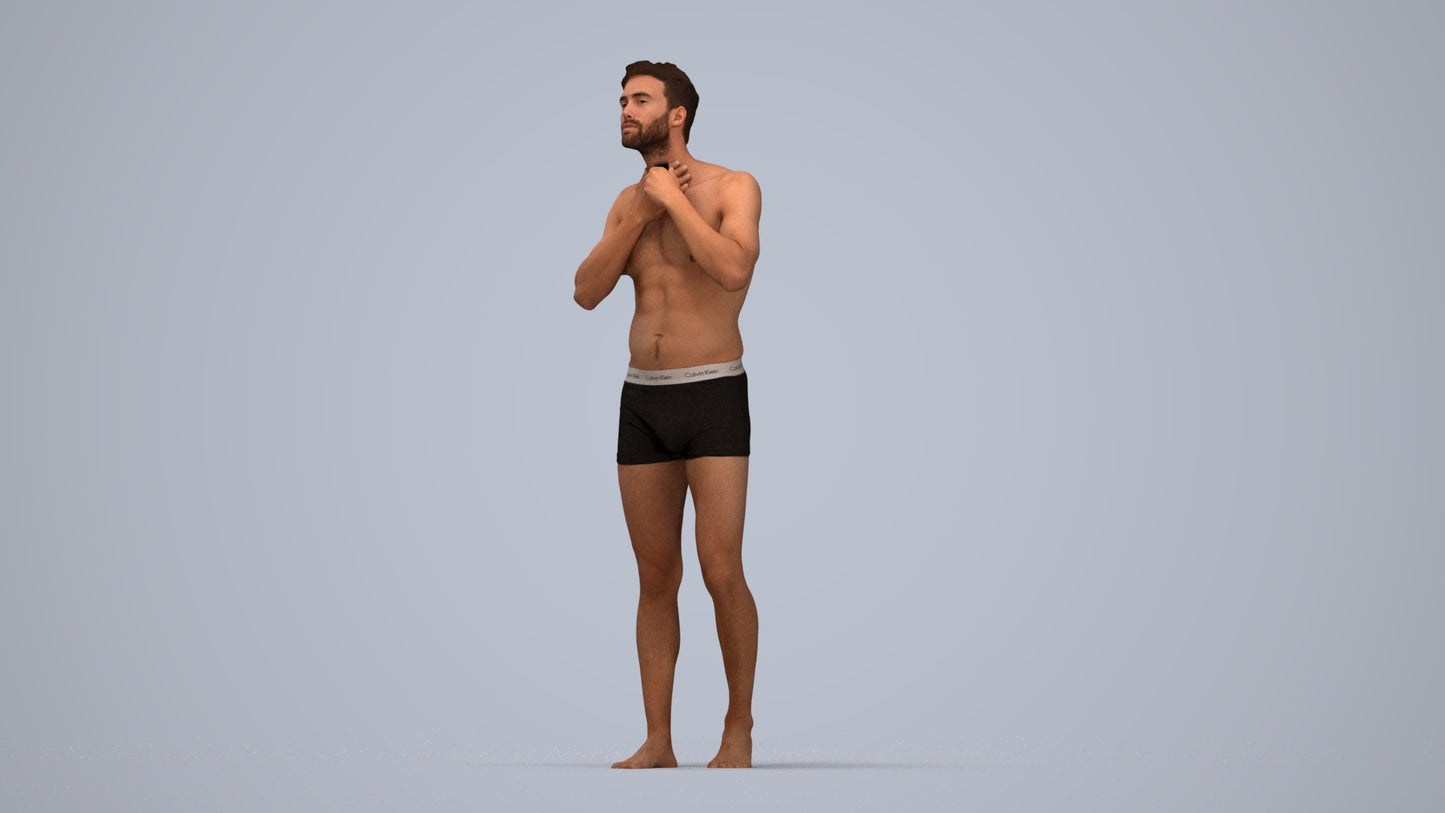 photogrammetry 3D man mix, realistic human model archviz FBX, top-down view render