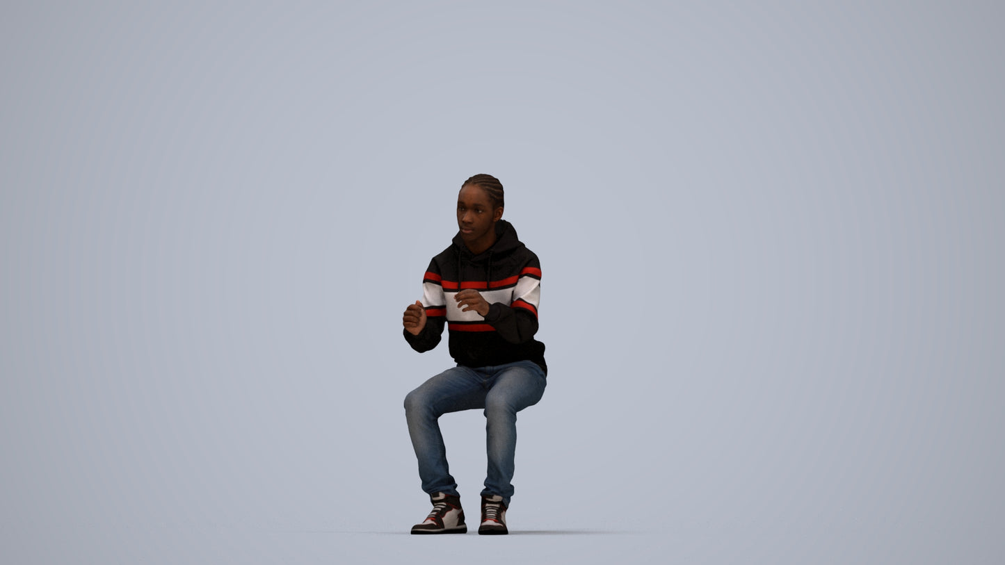 3D people model boy casual kids, scanned human for 3ds Max rendering, top-down view render