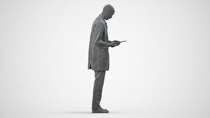 3D scanned man medical, photorealistic archviz people for Enscape and SketchUp, wireframe side view