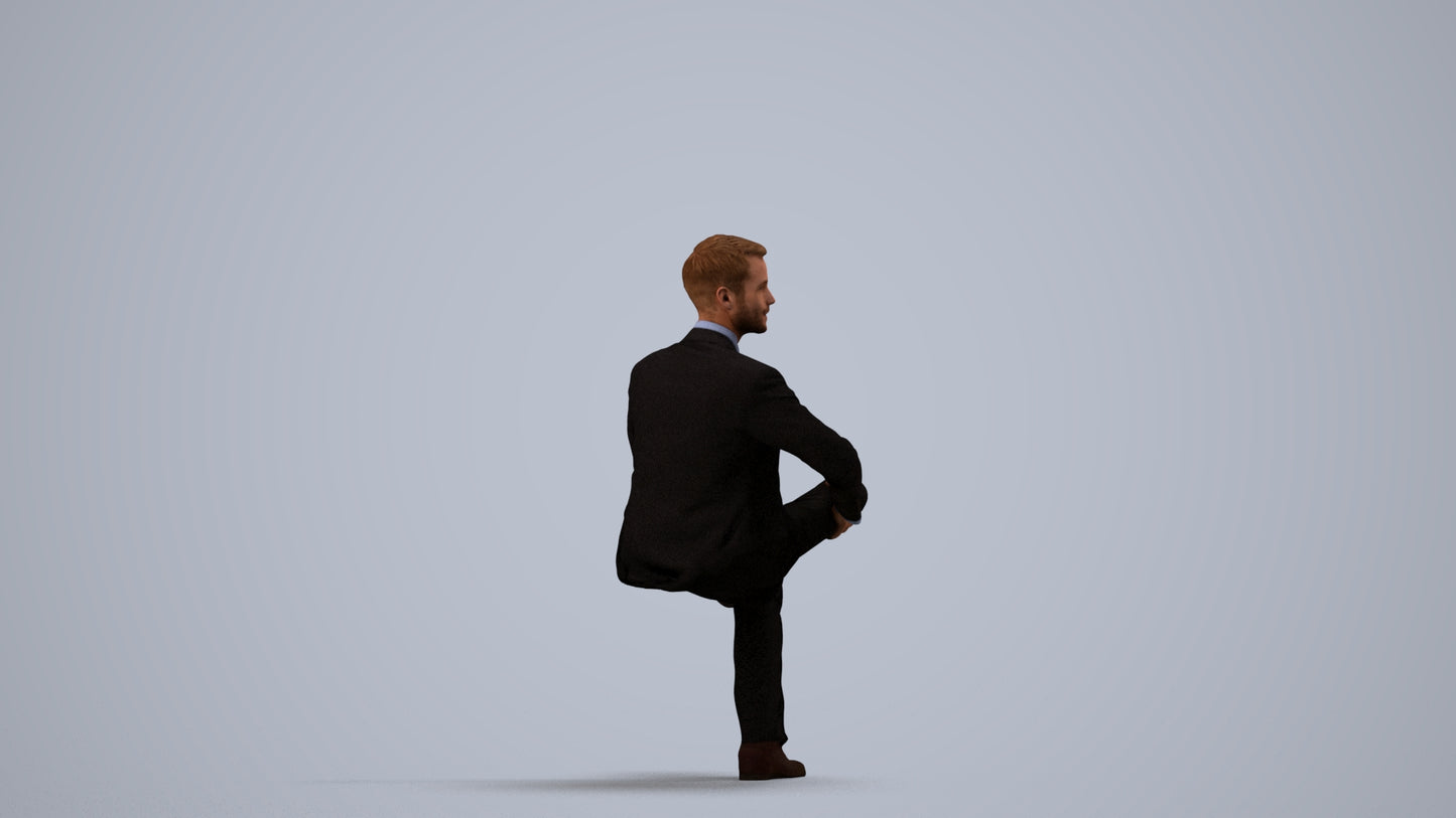 3D scanned man business, photorealistic archviz people for Enscape and SketchUp, side view render