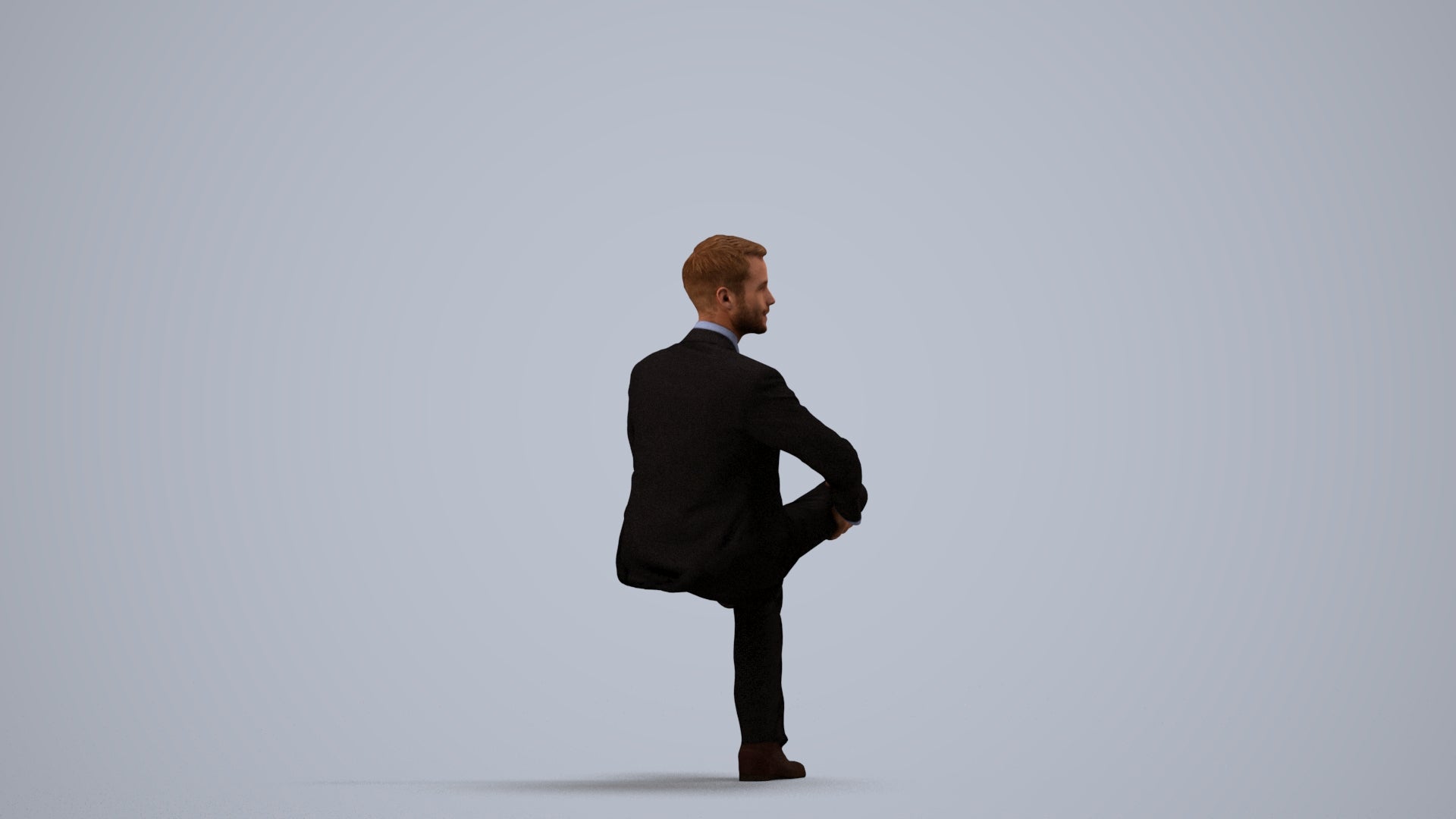 3D scanned man business, photorealistic archviz people for Enscape and SketchUp, side view render