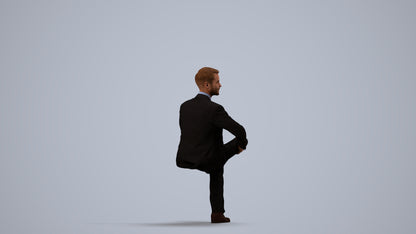 3D scanned man business, photorealistic archviz people for Enscape and SketchUp, side view render