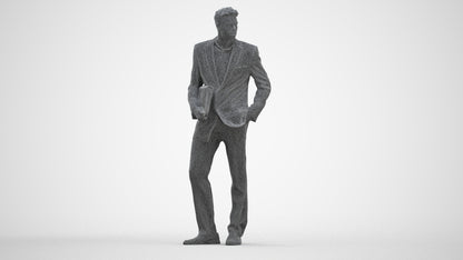 3D people model man business, scanned human for 3ds Max rendering, three-quarter front view render