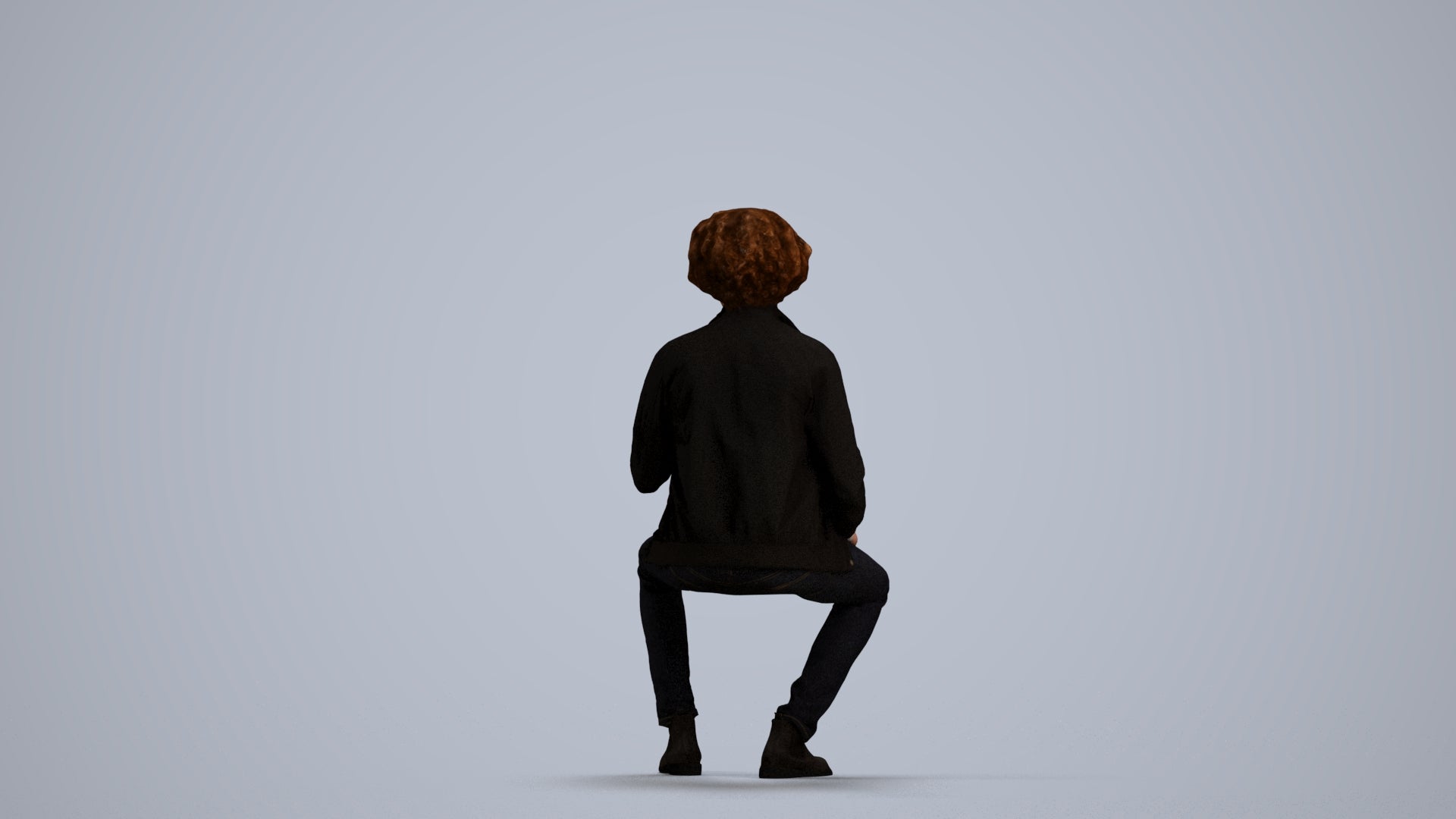 scanned 3D man casual sitting, photogrammetry people for Enscape and V-Ray, front view render