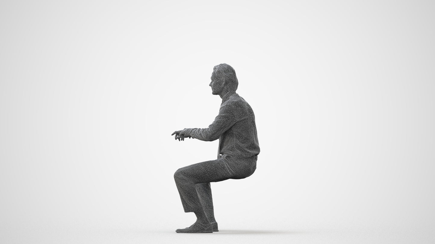 3D human model man business, photogrammetry scanned person for archviz, square thumbnail