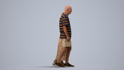 3D scanned senior woman couple casual, photorealistic archviz people for Enscape and SketchUp, side view render