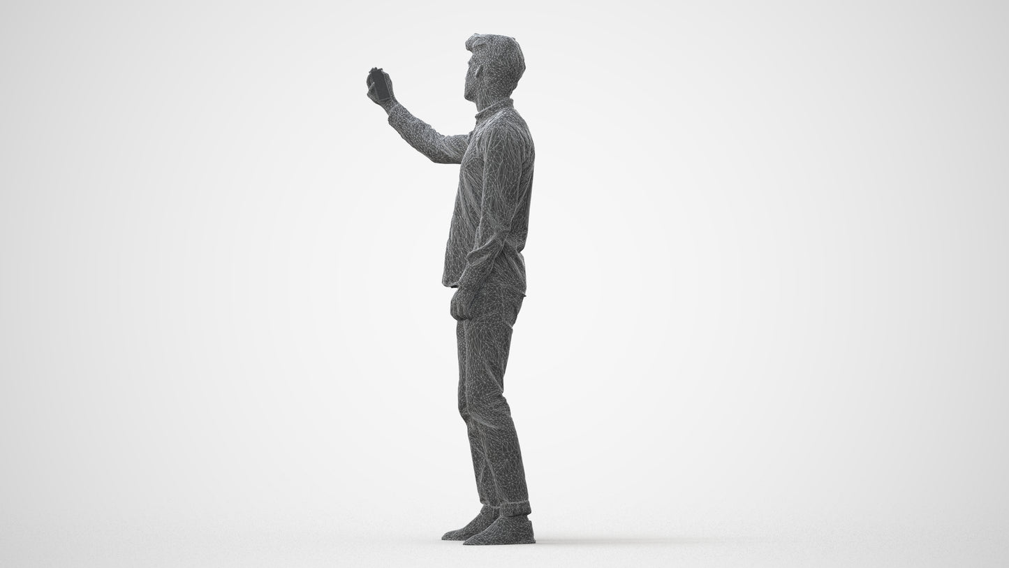 scanned 3D man casual standing, photogrammetry people for Enscape and V-Ray, square thumbnail