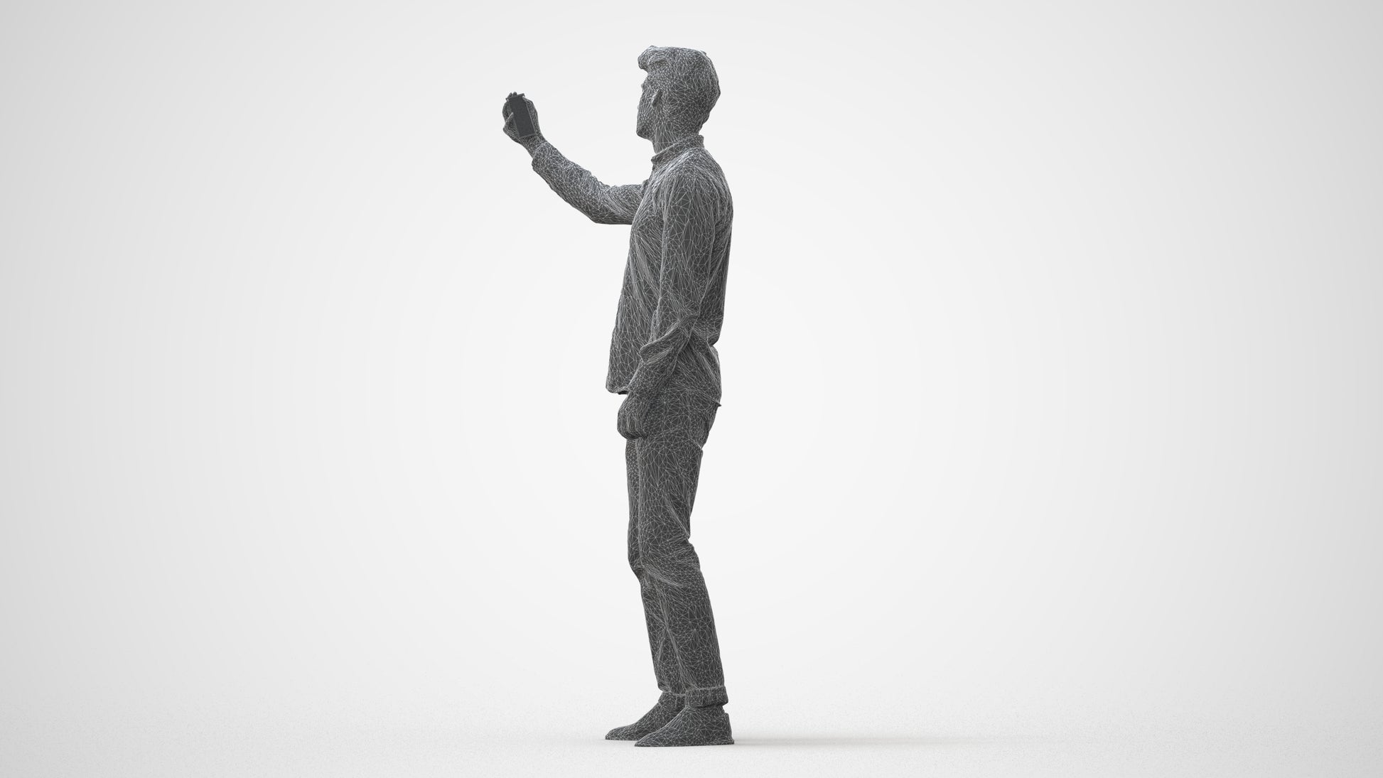 scanned 3D man casual standing, photogrammetry people for Enscape and V-Ray, square thumbnail