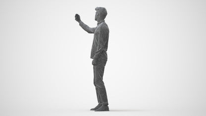 scanned 3D man casual standing, photogrammetry people for Enscape and V-Ray, square thumbnail