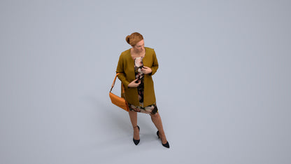 3D scanned woman standing casual, photorealistic archviz people for Enscape and SketchUp, back view render
