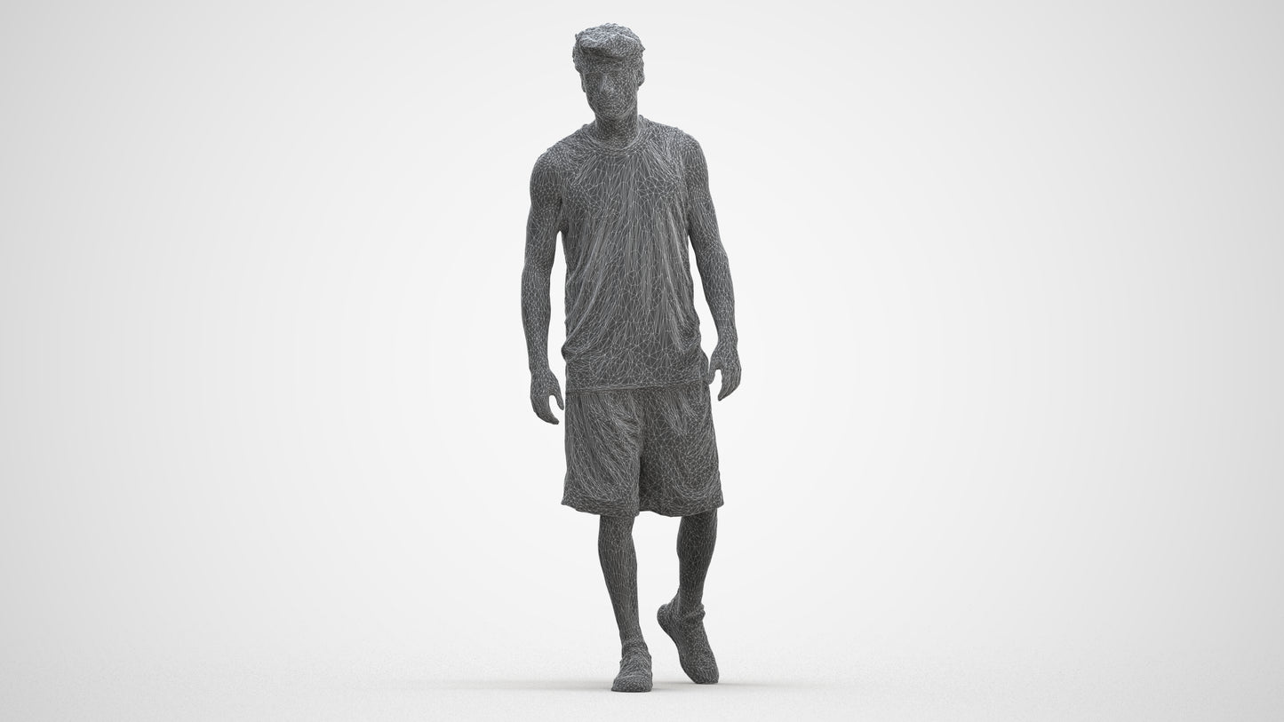 3D scanned man sport, photorealistic archviz people for Enscape and SketchUp, three-quarter front view render