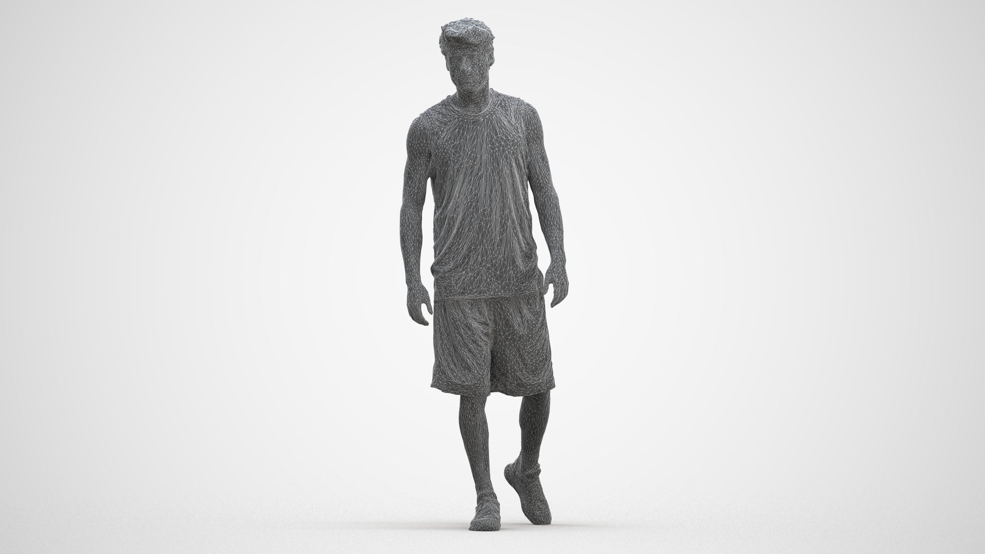 3D scanned man sport, photorealistic archviz people for Enscape and SketchUp, three-quarter front view render