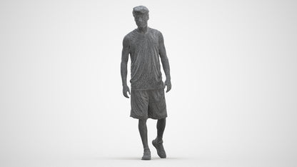 3D scanned man sport, photorealistic archviz people for Enscape and SketchUp, three-quarter front view render