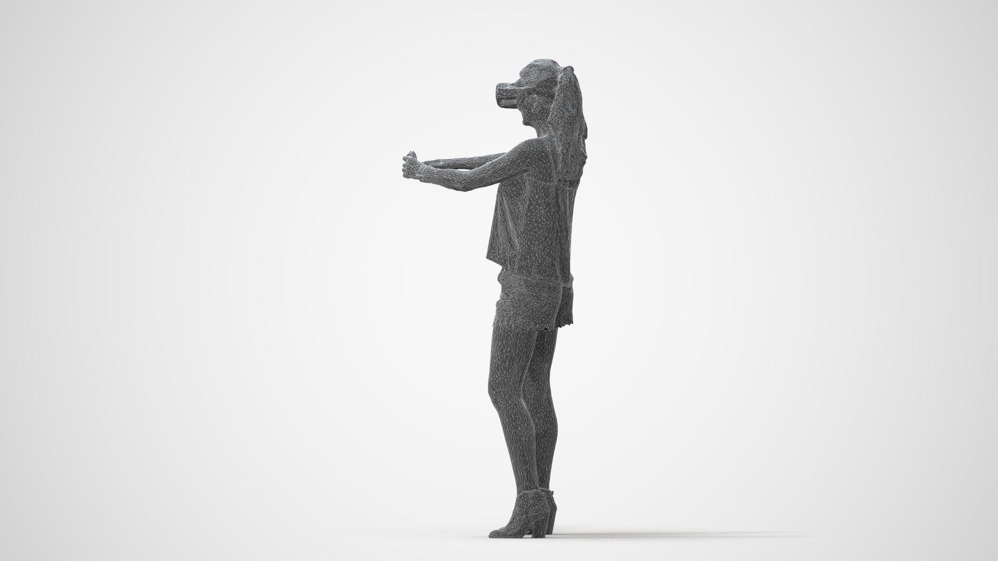scanned 3D girl casual standing, photogrammetry people for Enscape and V-Ray, square thumbnail