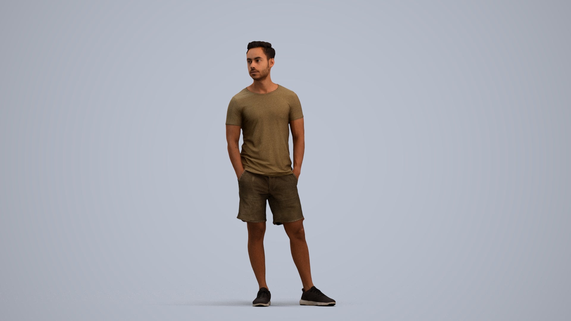 3D people model man casual standing, scanned human for 3ds Max rendering, standing pose render