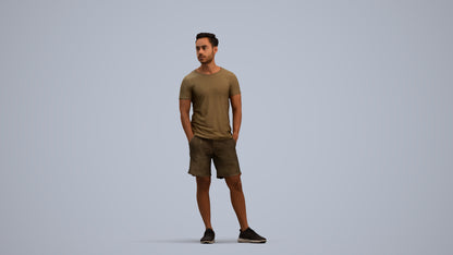 3D people model man casual standing, scanned human for 3ds Max rendering, standing pose render