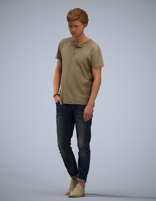 realistic 3D people man casual walking, render-ready for V-Ray and Corona, FBX OBJ