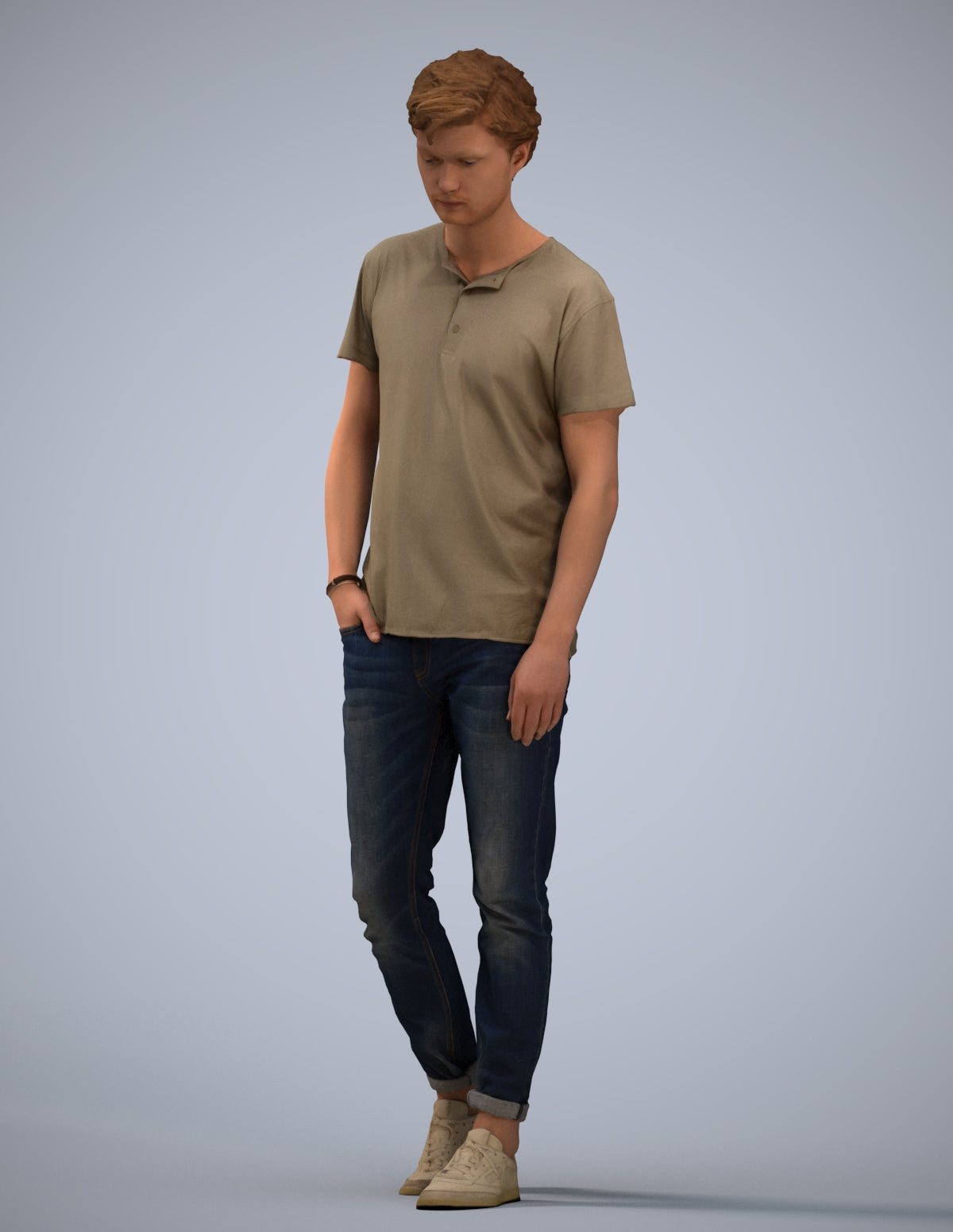 realistic 3D people man casual walking, render-ready for V-Ray and Corona, FBX OBJ