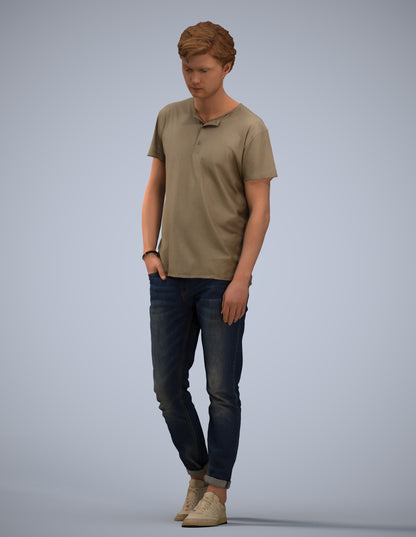 realistic 3D people man casual walking, render-ready for V-Ray and Corona, FBX OBJ