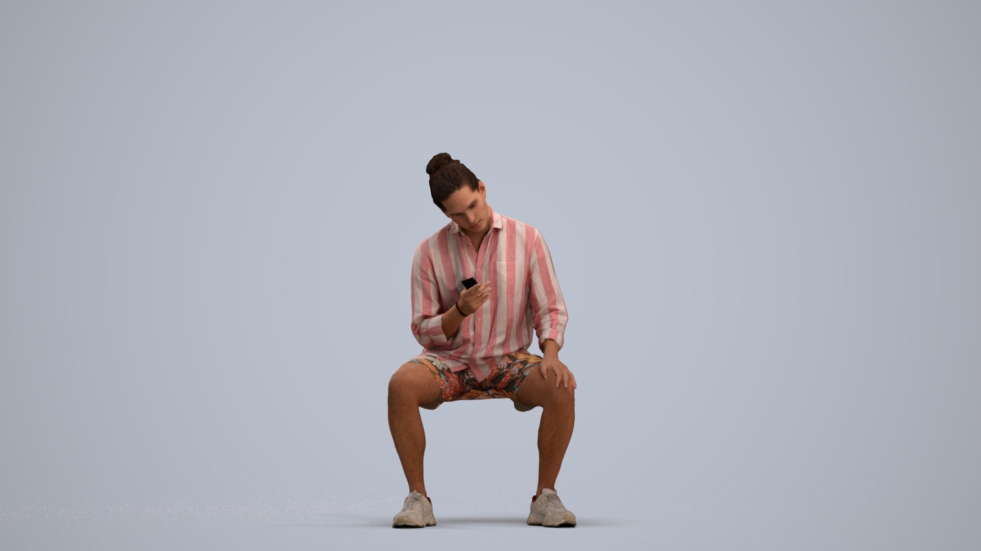 photogrammetry 3D man casual sitting, realistic human model archviz FBX, standing pose render