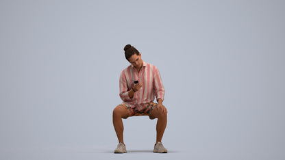 photogrammetry 3D man casual sitting, realistic human model archviz FBX, standing pose render