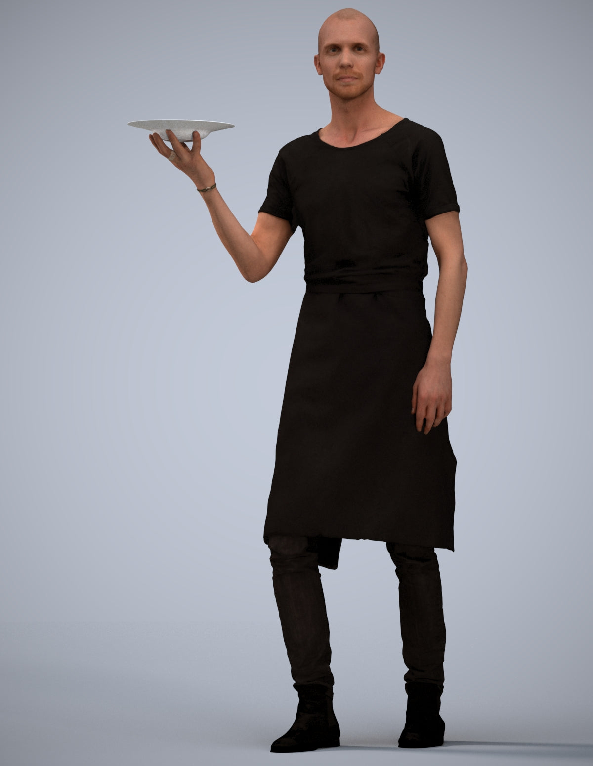 realistic 3D human man hospitality, archviz people FBX OBJ for Blender