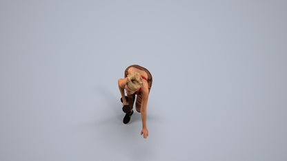 3D human model woman sport, photogrammetry scanned person for archviz, back view render