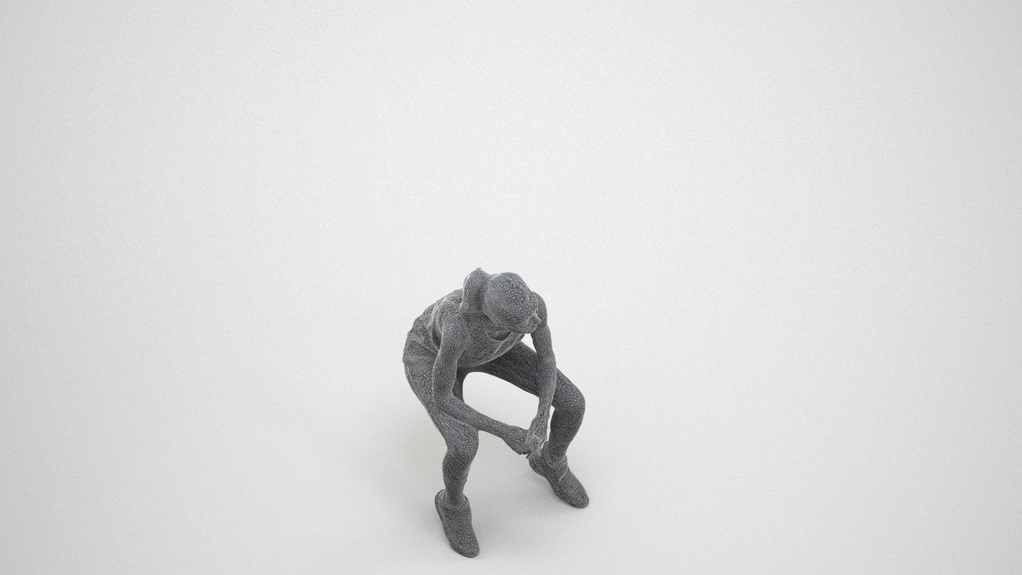 3D human model woman sport, photogrammetry scanned person for archviz, wireframe three-quarter view
