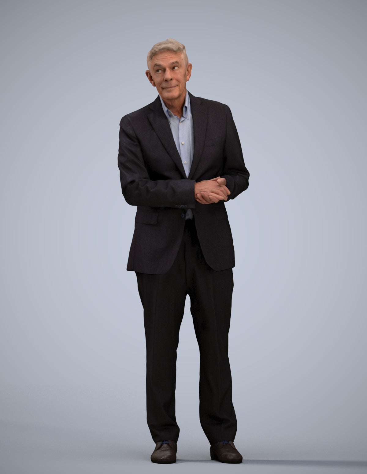 scanned 3D senior man business, photogrammetry people for Enscape and V-Ray