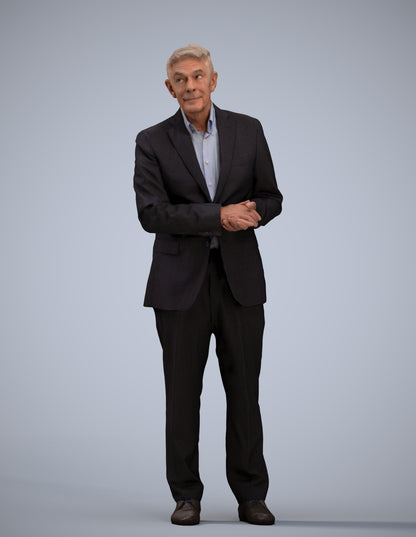 scanned 3D senior man business, photogrammetry people for Enscape and V-Ray