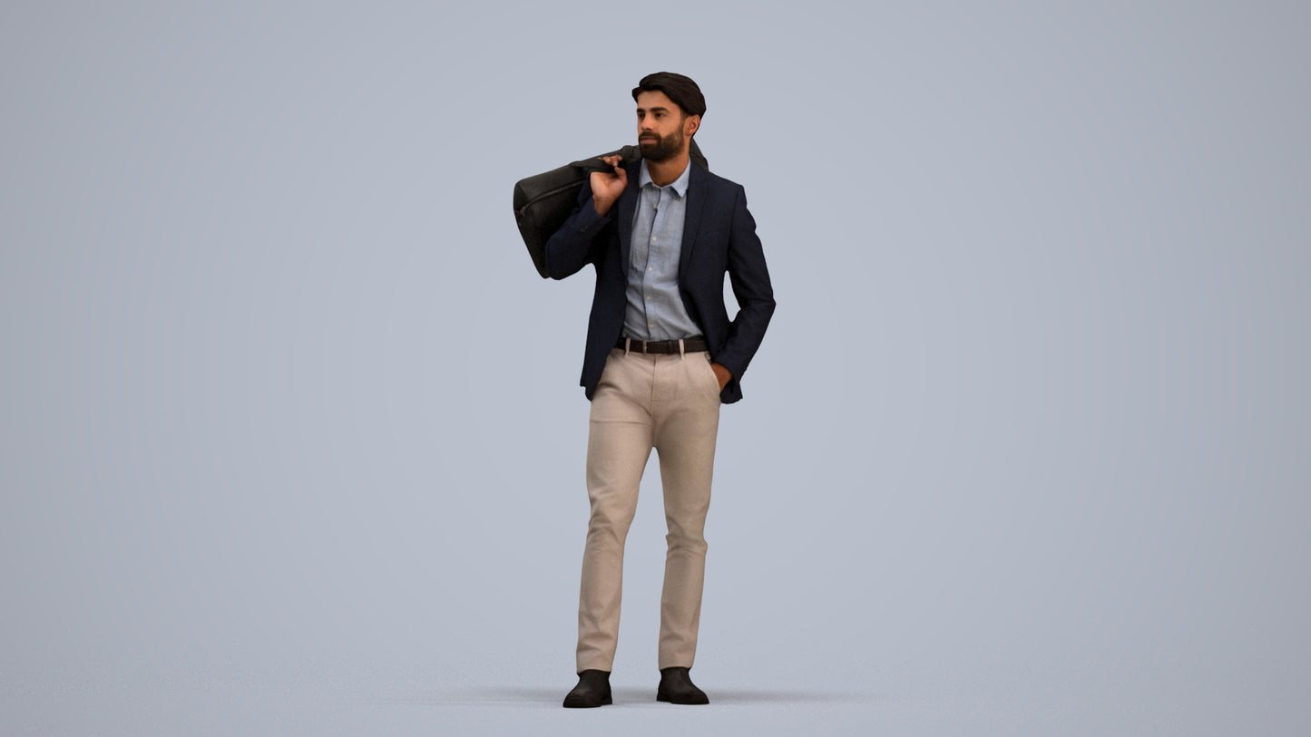 realistic 3D people man business, render-ready for V-Ray and Corona, FBX OBJ, standing pose render